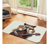 Funny Raccoon Dog Food Mats for Floors, 12x18 Inch Non-Slip Super Absorbent Pet Food Mat, Dishwasher Dog Mat for Food and Water, Cute Quick Dry Pet Feeding Mat for Dogs Puppy Cats