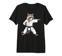 Funny Raccoon Doing Karate Samurai Ninja Raccoon Premium T-Shirt