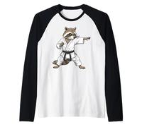 Funny Raccoon Doing Karate Samurai Ninja Raccoon Raglan Baseball Tee