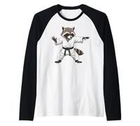 Funny Raccoon Doing Karate Samurai Ninja Raccoon Raglan Baseball Tee
