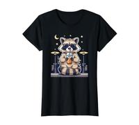Funny Raccoon Drinking Iced Coffee Cool Trash Panda Meme Value Graphic T-Shirt, Women, Black, M
