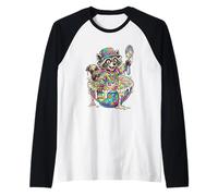 Funny Raccoon Eating Cereal Milk Bowl Trash Panda Kids Raglan Baseball Tee
