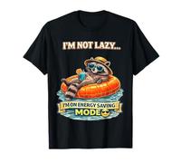 Funny Raccoon Energy Saving Mode Lazy Humour Chill Tee T-Shirt