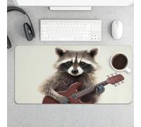 Funny Raccoon Gaming Mouse Pad 12x24 Inch Desk Pad Protector Waterproof Non-Slip Rubber Base Keyboard Mat Extra Large Desktop Mat for Office Home Computer Laptop Table Accessory