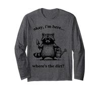 Funny Raccoon Gardener Where is The Dirt Pun Graphic Long Sleeve T-Shirt
