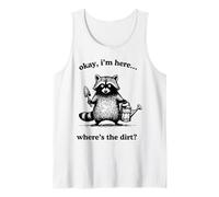 Funny Raccoon Gardener Where is The Dirt Pun Graphic Tank Top