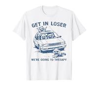 Funny Raccoon Get in Loser We're Going to Therapy Sarcastic T-Shirt