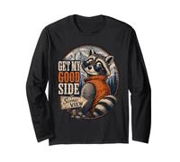 Funny Raccoon Get My Good Side Scenic View Retro Sunglasses Long Sleeve T-Shirt
