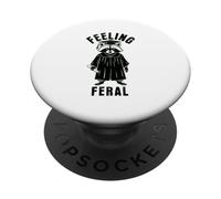 Funny Raccoon Graduation Feral FEELING FERAL PopSockets Adhesive PopGrip