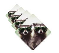 Funny Raccoon Green Sunglasses Car Air Fresheners Cards 4 Pcs Hanging Fragrance Scented Cards Long-Lasting Car Aromatherapy Tablets for Wardrobe Bathroom Car Interior Mirror Pendant Gifts