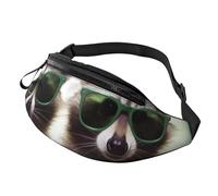 Funny Raccoon Green Sunglasses Fanny Pack for Men Women Crossbody Waist Bag Waterproof Sports Belt Bag Outdoor Hip Pack