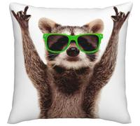 Funny Raccoon Green Sunglasses Imitation Linen Throw Pillow Covers Decorative Pillowcase Square Cushion Covers