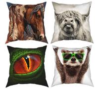 Funny Raccoon Green Sunglasses Throw Pillow Covers Decorative X Pillowcase Square Cushion Cases pcs