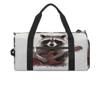 Funny Raccoon Gym Bag,Waterproof Travel Duffle Bag with Shoe Wet Compartment Tactical Backpack Large Capacity Weekender Overnight Bags for Sports Fitness