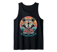 Funny Raccoon Hawaiian Shirt Retro Sunset Vacation Tank Top