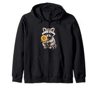 Funny Raccoon Holding Sunflower Cute Wildlife Zip Hoodie