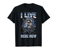 Funny Raccoon I Live Here Now Value Graphic T-Shirt, Men, Black, XL
