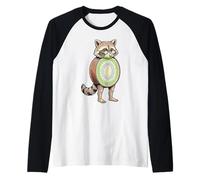 Funny Raccoon Kiwi Fruit Cute Animal Lover Design Raglan Baseball Tee