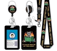 Funny Raccoon Lanyards for ID Badges, Badge Holder Retractable Reel Clip