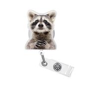 Funny Raccoon Nurse Badge Reels, Retractable Badge Holders Cute Acrylic Alligator Badge Clip for ID Name Tag Badge Clip for Nurse Doctor Office Worker ID Card Decor 1 Pcs