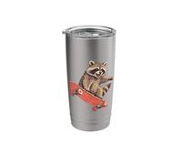 Funny Raccoon On A Skateboard Skateboarding Stainless Steel Insulated Tumbler