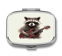 Funny Raccoon Pill Box Medicine Pill Organizer Small Pill Case Travel Pill Container Portable Pill Case for Pocket 2 Compartment Pill Holder Pill Boxes for Travel