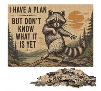 Funny Raccoon Quote Poster, I Have a Plan Hum Jigsaw Puzzle, 300 Pieces | Image-area sorting - steady puzzle progress at your own pace.
