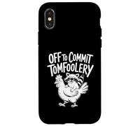 Funny Raccoon Riding Chicken Off to Commit Tomfoolery Case for iPhone X/XS