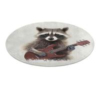 Funny Raccoon Round Area Rug Non-Slip Soft Floor Mat Washable Absorbent Carpet Throw Rugs for Kitchen Bedroom Bathroom Home Decor,24 X 24 Inch