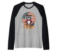 Funny Raccoon Sheriff Western Vintage Retro Cowboy Raglan Baseball Tee