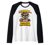 Funny Raccoon Shhh I’m On Witness Relocation Humor Raglan Baseball Tee
