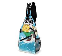 Funny Raccoon Sling Bag Small Crossbody Bags with Adjustable Strap Durable Chest Bag for Hiking Travel