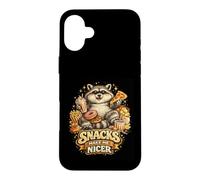 Funny Raccoon Snack Lover Humor Design Cute But Feral Case for iPhone 16 Plus