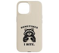 Funny Raccoon Sometimes I Bite Humor Nostalgia 90s Vintage Case for iPhone 15