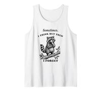 Funny Raccoon Sometimes Think Then Forget Humor Vintage Tank Top