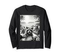 Funny Raccoon Spa Day Beach Vacation Meme Selfcare Long Sleeve T-Shirt