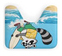 Funny Raccoon Toilet Mat U-Shaped Toilet Bath Mat Soft Absorbent Quick Dry Bathroom Rugs Non-Slip Bath Mat for Tub Shower & Single Sink Floor Carpet 20 X 16 Inches