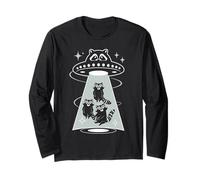 Funny Raccoon & UFO, Spaceship, Alien & Raccoons Long Sleeve T-Shirt