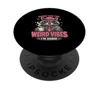 Funny Raccoon Weird Vibes I'm Sober Coffee Retro Vintage PopSockets Adhesive PopGrip