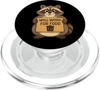 Funny Raccoon Will Work for Food Quote Gift Men Women Kids PopSockets PopGrip for MagSafe