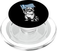 Funny Raccoon with Greek Flag PopSockets PopGrip for MagSafe