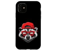 Funny Raccoon with Heart Sunglasses Cute Animal Lover Case for iPhone 11