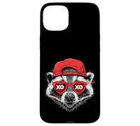 Funny Raccoon with Heart Sunglasses Cute Animal Lover Case for iPhone 15 Plus