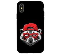 Funny Raccoon with Heart Sunglasses Cute Animal Lover Case for iPhone X/XS