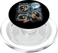 Funny Raccoons Eating Pizza Howling to The Moon PopSockets PopGrip for MagSafe