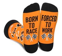 Funny Race Car Socks for Men Women Dad Teenage Boys - BORN TO RACE FORCED TO WORK Novelty Fun Funky Happy Silly Socks for Racer - F1 Merchandise Fathers Day Birthday Gifts Christmas Stocking Filler