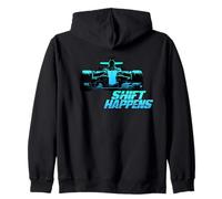Funny Racing Car Retro Silhouette "SHIFT HAPPENS" Y2K Style Zip Hoodie