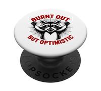 Funny Racoon Burnt Out But Optimistic PopSockets Adhesive PopGrip