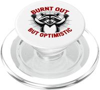 Funny Racoon Burnt Out But Optimistic PopSockets PopGrip for MagSafe