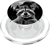 Funny Racoon Selfie in Alien UFO Invasion PopSockets PopGrip for MagSafe
